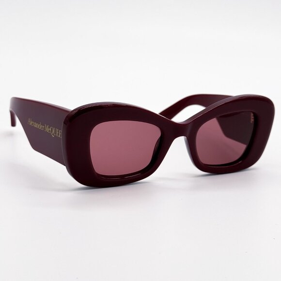 NEW ALEXANDER MCQUEEN AM0434S 006 CAT EYE WOMEN BURGUNDY SUNGLASSES main image 10
